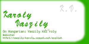 karoly vaszily business card